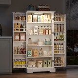 thumbnail of Küchenschrank 60x35x128 cm Weiß mit LED-Sensorleuchte, höhenverstellbaren Einlegeböden und Platz für Küchenutensilien