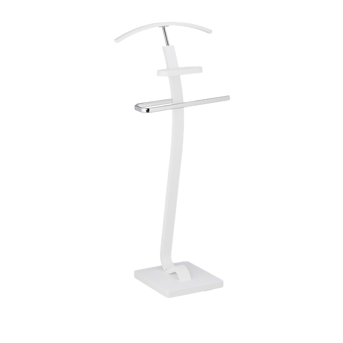 Relaxdays Herrendiener, mit Ablage, Kleiderbutler für Jackett & Hose, HBT: 112x46x32 cm, Stummer Diener, weiß/silber