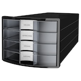 thumbnail of HAN 1012-363 Schubladenbox IMPULS - A4/C4, 4 geschlossene Schubladen, schwarz/transluzent-klar