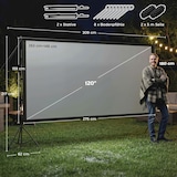 thumbnail of HD Beamer Projectiescherm 120 inch Staand 275 cm 16:9 HD 4K/8K projectiedoek met statief - dubbelzijdig doek met inklapbare statieven - WK voetbal
