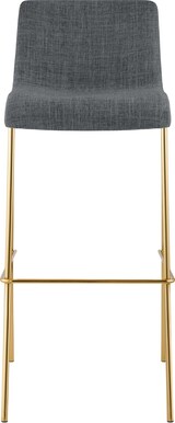 thumbnail of Barhocker TENAR - Stoff Hellgrau 43x48x100 cm Gold | Barstuhl Mit Lehne Tresenhocker Tresenstuhl Kneipenhocker Kneipenstuhl