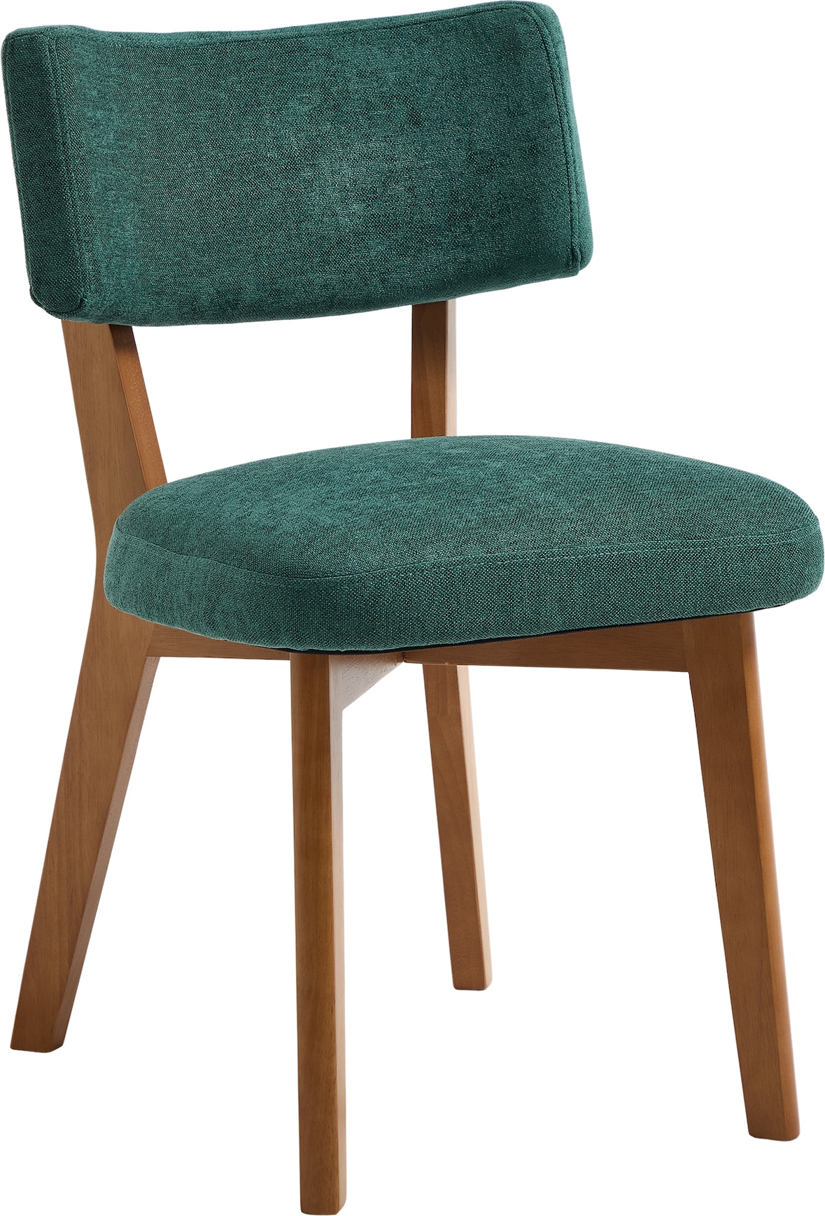 Merax 2er Set Esszimmerstühle Dunkelgrün, gepolsterte Leinen Stühle mit Massivholzbeinen, Mid-Century Küchenstuhl für Esszimmer & Büro