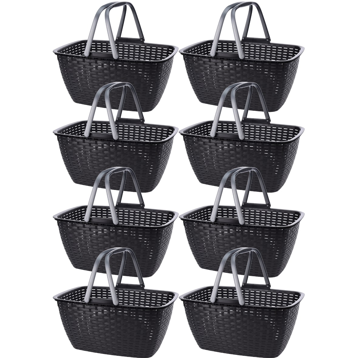 8x Einkaufskorb Tragetasche Korb 43x30x21,5cm Kunststoff 23L Tragegriffe Einkaufen