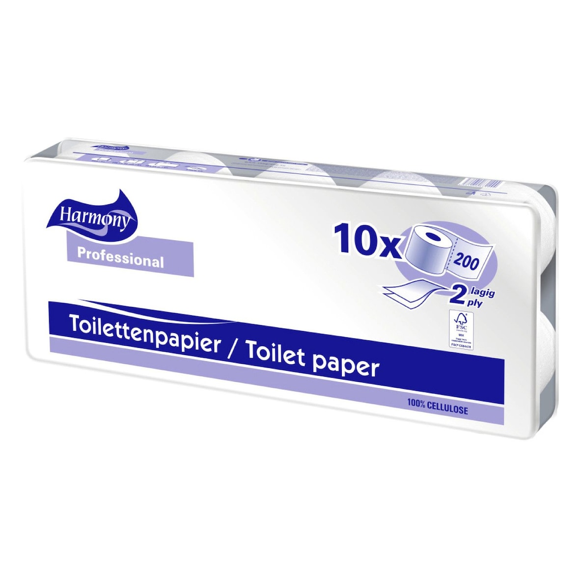 10x Toilettenpapier weiß Tissue 2-lagig Professional Premium 200 Blatt