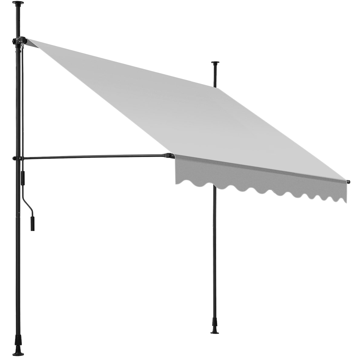 tectake Toldo plegable para balcón con manivela, ajustable en altura - 200 x 180 cm gris claro