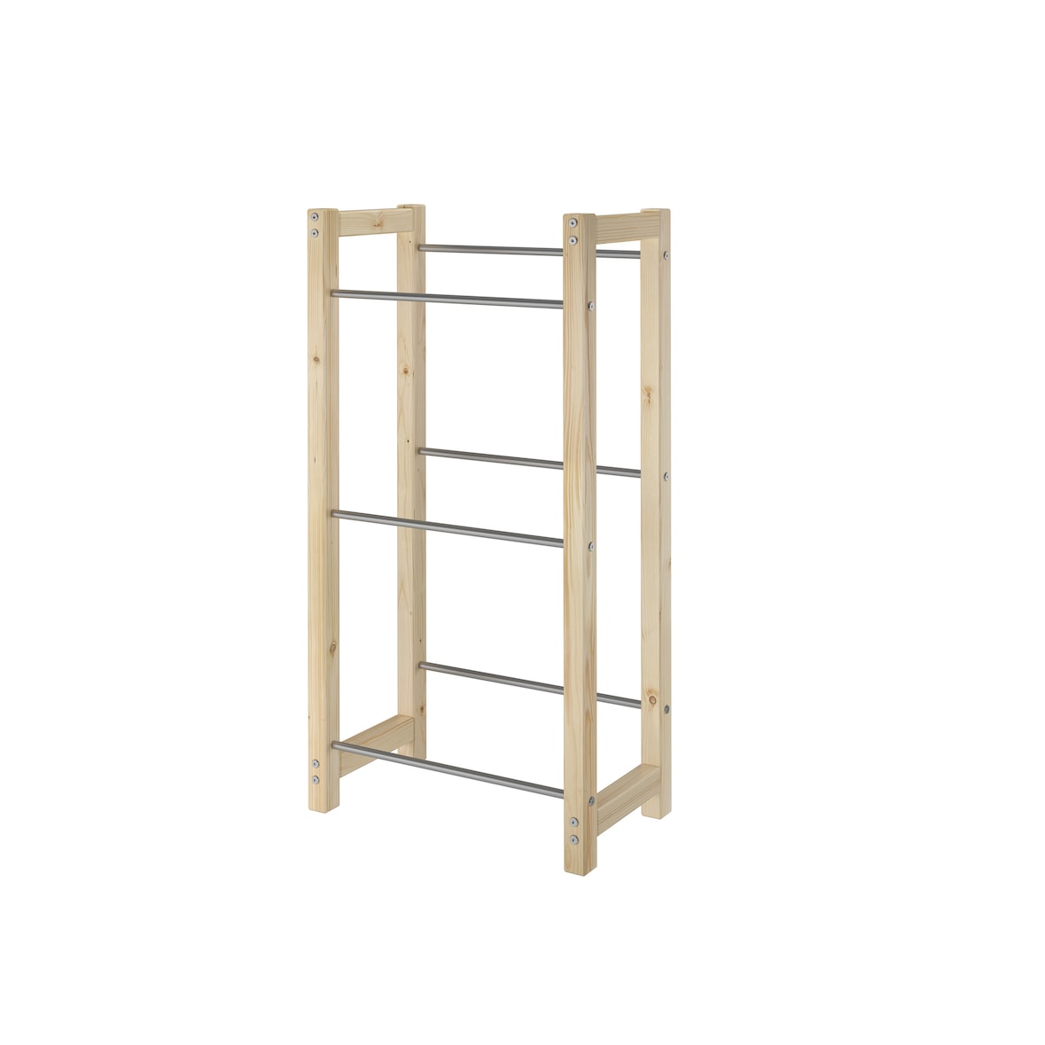 Getränkekistenregal aus Edelstahl und Massivholz Boxenregal 90.81-01