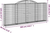 thumbnail of vidaXL Gabionen mit Hochbogen 17 Stk 300x30x120/140cm Verzinktes Eisen