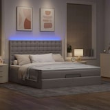thumbnail of vidaXL Ottoman-Bett mit Matratze & LEDs Taupe 180x200 cm Stoff
