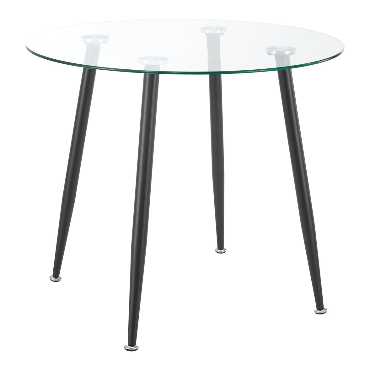 Helloshop26 - Table de salle à manger ronde verre trempé acier 75 x 80 cm transparent noir 03_0008833