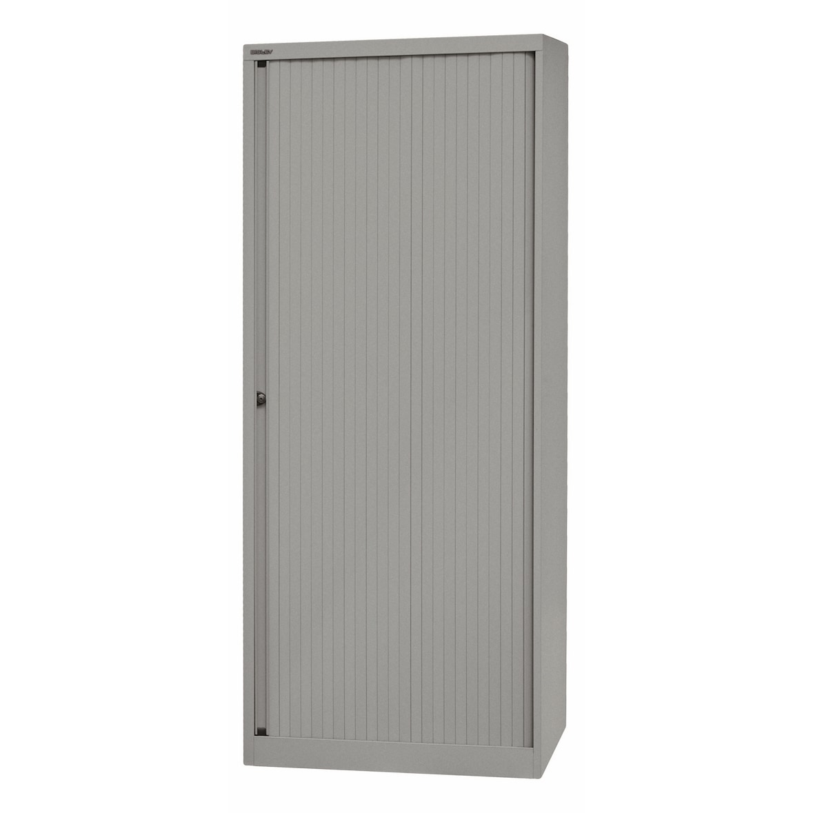 BISLEY Rollladenschrank aus Metall in silber Rollladen aus Kunststoff abschließbar inkl. 4 Einlegeböden