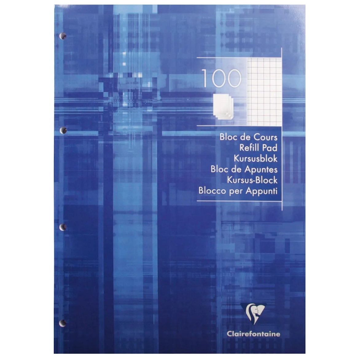 Clairefontaine 5x Kursblock A4, 4-fach gelocht, 100 Blatt kariert, 90g - Elektrikblau 5816C