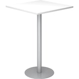 thumbnail of bümö Stehtisch Büro, Bistrotisch eckig 80 x 80 cm - Bartisch weiss, Stehtisch Holz-Platte, Säule aus Metall in silber, Buffettisch, Säulentisch,