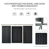 thumbnail of Gerätehaus aus Stahl Dunkelgrau 280x130x172 cm, wetterbeständig mit Schrägdach und Lüftung
