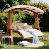thumbnail of Merax Hollywoodschaukel aus Lärchenholz, Gartenschaukel & Hammocks, Sonnendach & Seitenablage, Natur