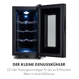 thumbnail of Klarstein Bellevin 8 Uno Weinkühlschrank 23 Liter 11-18 °C LED Touch SingleZone Schwarz
