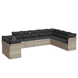 thumbnail of vidaXL 10-tlg. Garten-Sofagarnitur mit Kissen Hellgrau Poly Rattan