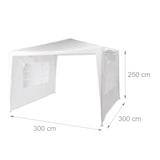 thumbnail of Relaxdays Pavillon 3x3 m, 2 Seitenteile, Metall Gestell, PE Plane, Fenster, Festival Partyzelt, Geschlossen, Weiß