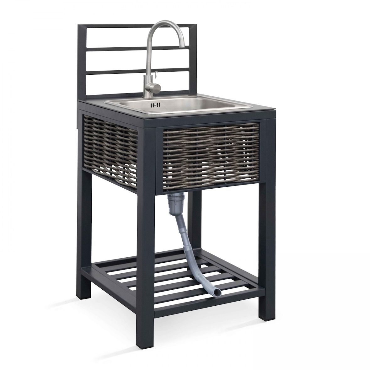 Gootsteen voor buiten van aluminium en geweven hars