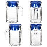 thumbnail of 2x KORA Kühlschrankkrug mit Deckel blau 0,5L Henkel Glas-Karaffe Kanne Saft Wasser