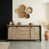 thumbnail of Matelpro - Buffet/bahut industriel 220 cm chêne/noir Simeo - Moderne & Design -Chêne/noir -  -Types de portes: Coulissantes