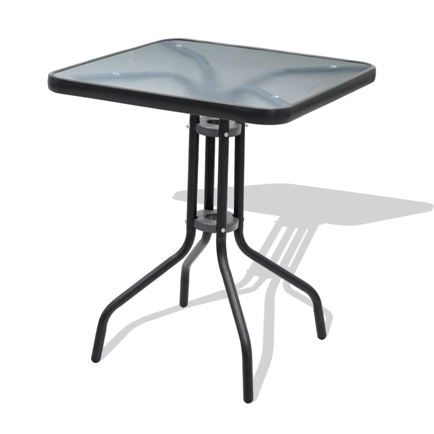 aro Mesa Bistrô, aço/vidro, 60 x 60 x 70 cm, quadrada, preta