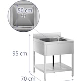 thumbnail of Royal Catering Spültisch - 1 Becken - Edelstahl - 70 x 70 cm