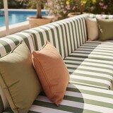 thumbnail of Salon de jardin bas modulable rayé 6 places vert kaki