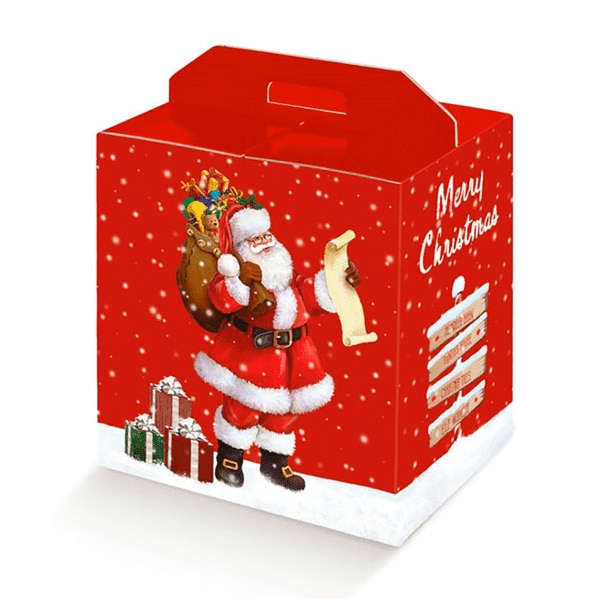 Caixa Cartão Cabaz / Presente Vermelha Pai Natal c/ Pegas 330x250x350mm – Ideal para Cabazes!