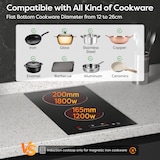 thumbnail of Placa de cocción de vitrocerámica CDV 30 cm, 2 zonas, 9 niveles, control táctil, 3000 W, CDVER302