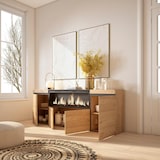 thumbnail of Dressoir, Opbergkast, Buffetkast, Sideboard, 208x35x75cm, 4 Deuren, Elektrische haard XXL, Moderne stijl, Eiken - 418_11