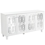 thumbnail of Merax Sideboard mit Spiegelelementen und geometrischem Trellis-Muster, Kommode mit Spiegelfront, Anrichte mit großem Stauraum