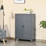 thumbnail of HOMCOM armario de almacenamiento aparador de metal con doble puerta y 2 estantes ajustables para oficina salón dormitorio 75x33x110 cm gris