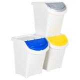 thumbnail of DELUKE® 3er Set Abfallbehälter mit Deckeln 3x40L Stapelmülleimer Abfalleimer Küche Mülleimer 3 Fächer Müllbehälter Kücheneimer 120L, Weiß
