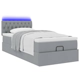 thumbnail of vidaXL Ottoman-Bett mit Matratze & LEDs Hellgrau 90x200 cm Stoff