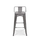 thumbnail of Set di 4 sgabelli da bar in metallo grezzo zincato stile industriale - Con schienale - Altezza 66 cm