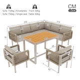 thumbnail of Merax Garten-Lounge-Set für 8 Personen, Ecksofa mit 2 Sesseln & Tisch, 10 cm dicke Sitzkissen, wetterfestes Stahlgestell, Seilgeflecht-Design, Beige