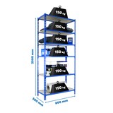 thumbnail of SimonRack Schwerlastregal 2500x800x500 mm, 6 Ebenen, Holzböden, 150 kg Tragkraft pro Ebene, Blau - Maderclick