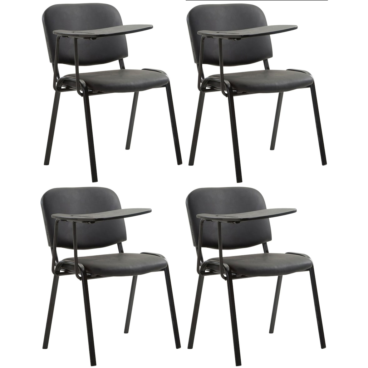 Lot de 4 Chaises Ken en similicuir avec tablette rabattable Noir