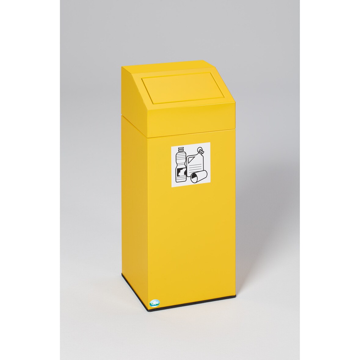 PROREGAL Selbstlöschender Wertstoffsammler "Wertstoffe" | 82 Liter, HxBxT 89x38x38cm | Verzinkter Stahl | Gelb | Mülleimer Abfalleimer Müllkorb