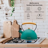 thumbnail of Briebe Nordic Wasserkessel Induktion Flötenkessel 2,5 L Edelstahl,  Holzgriff, Grün