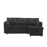 thumbnail of Merax 3-Sitzer Schlafsofa mit Stauraum – Modulares Ecksofa aus Cord, bequemes Sofabett, Schwarz