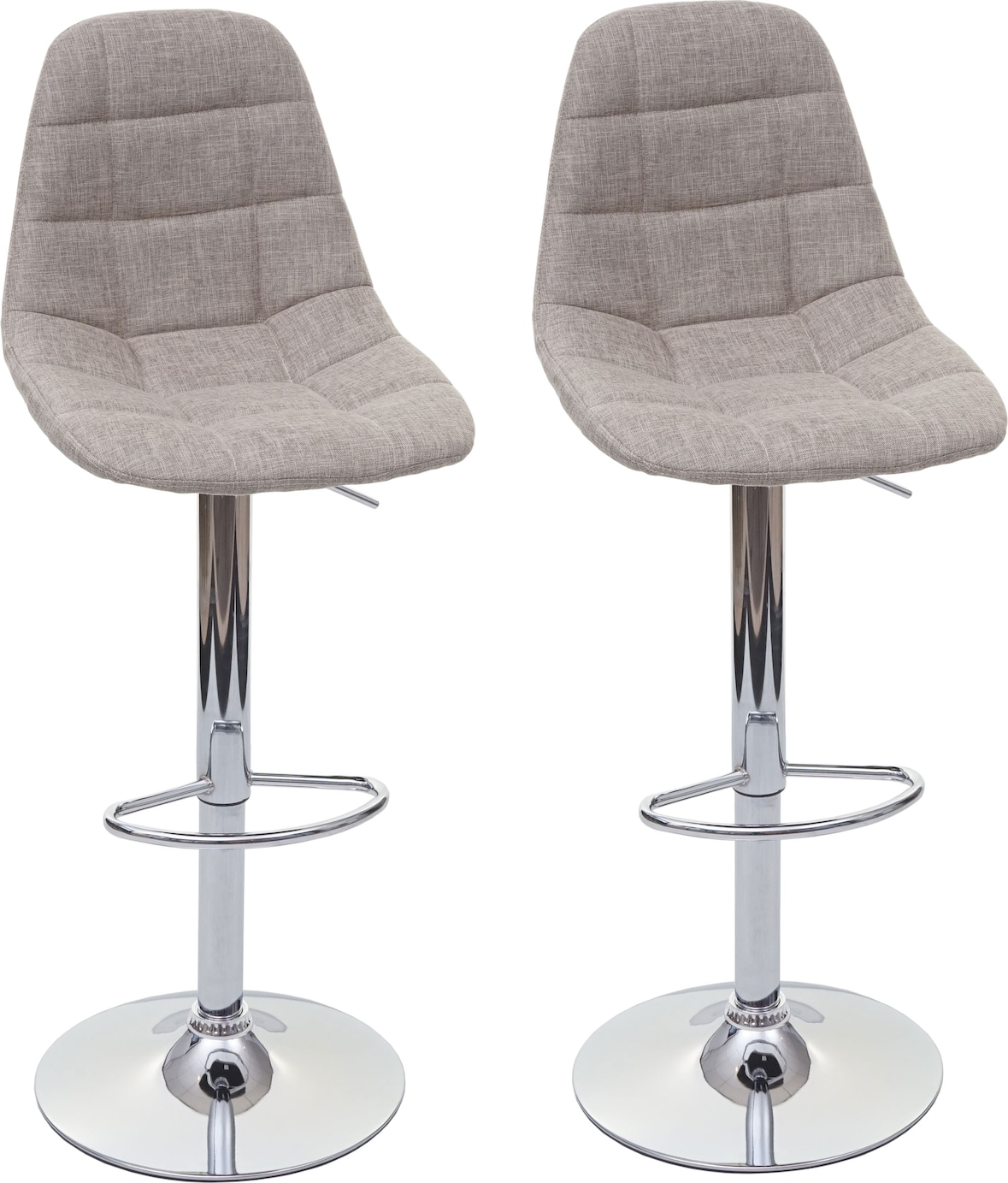 2er-Set Barhocker HWC-A67, Barstuhl Tresenhocker, MVG-zertifiziert ~ creme-grau, Textil