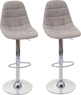 thumbnail of 2er-Set Barhocker HWC-A67, Barstuhl Tresenhocker, MVG-zertifiziert ~ creme-grau, Textil