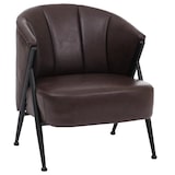 thumbnail of Décoshop26 - Fauteuil lounge club style vintage industriel coutures décoratives métal et simili cuir marron foncé 04_0008992