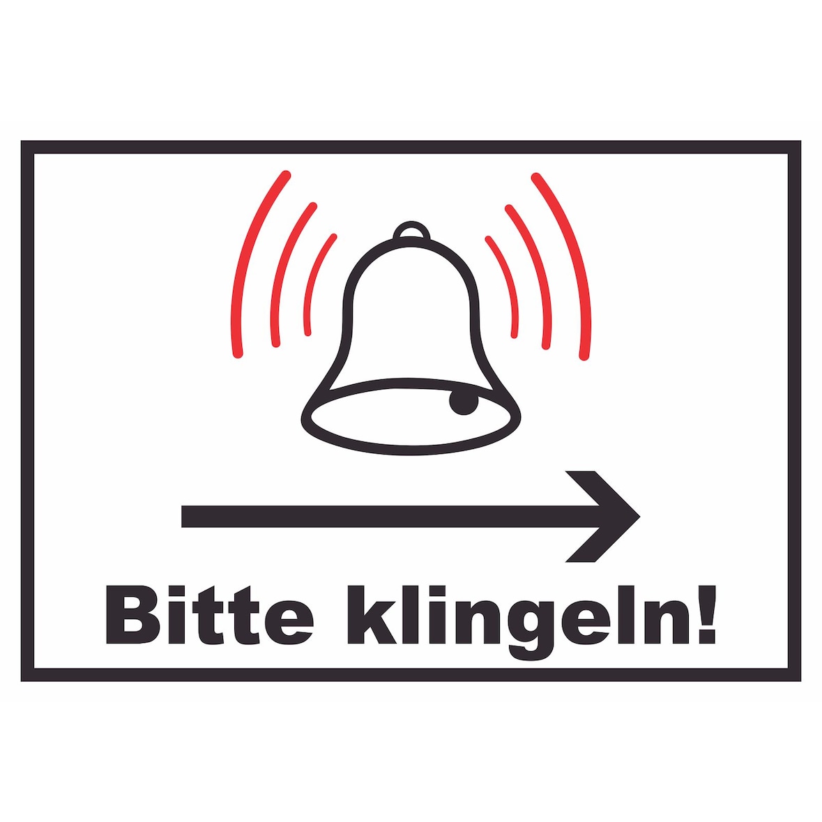 Bitte klingeln Richtungspfeil rechts Schild A4 Rückseite selbstklebend