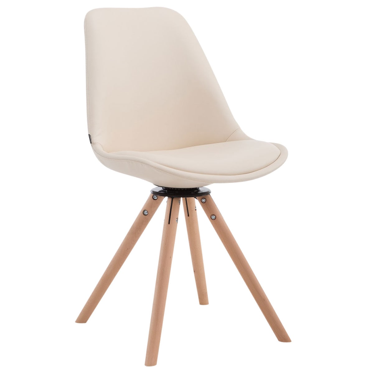 Décoshop26 -Cadeira de jantar x1 giratória estilo nórdico assento em PVC creme pés em madeira clara 10_0008285