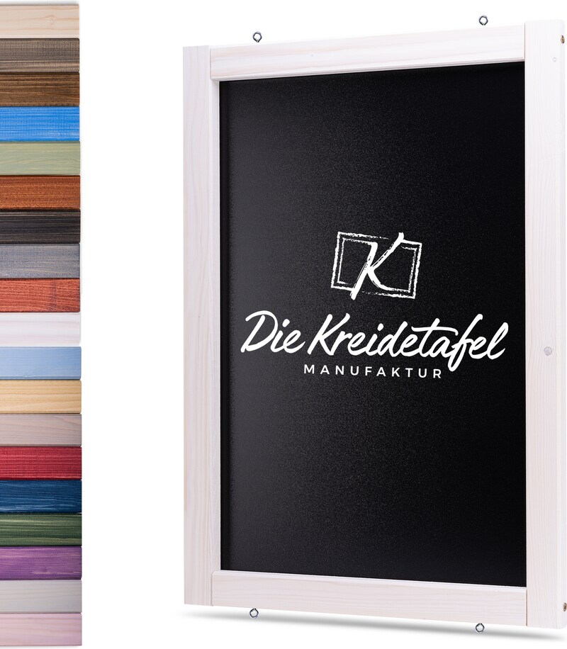 Eine Tafel mit weißem Rahmen.