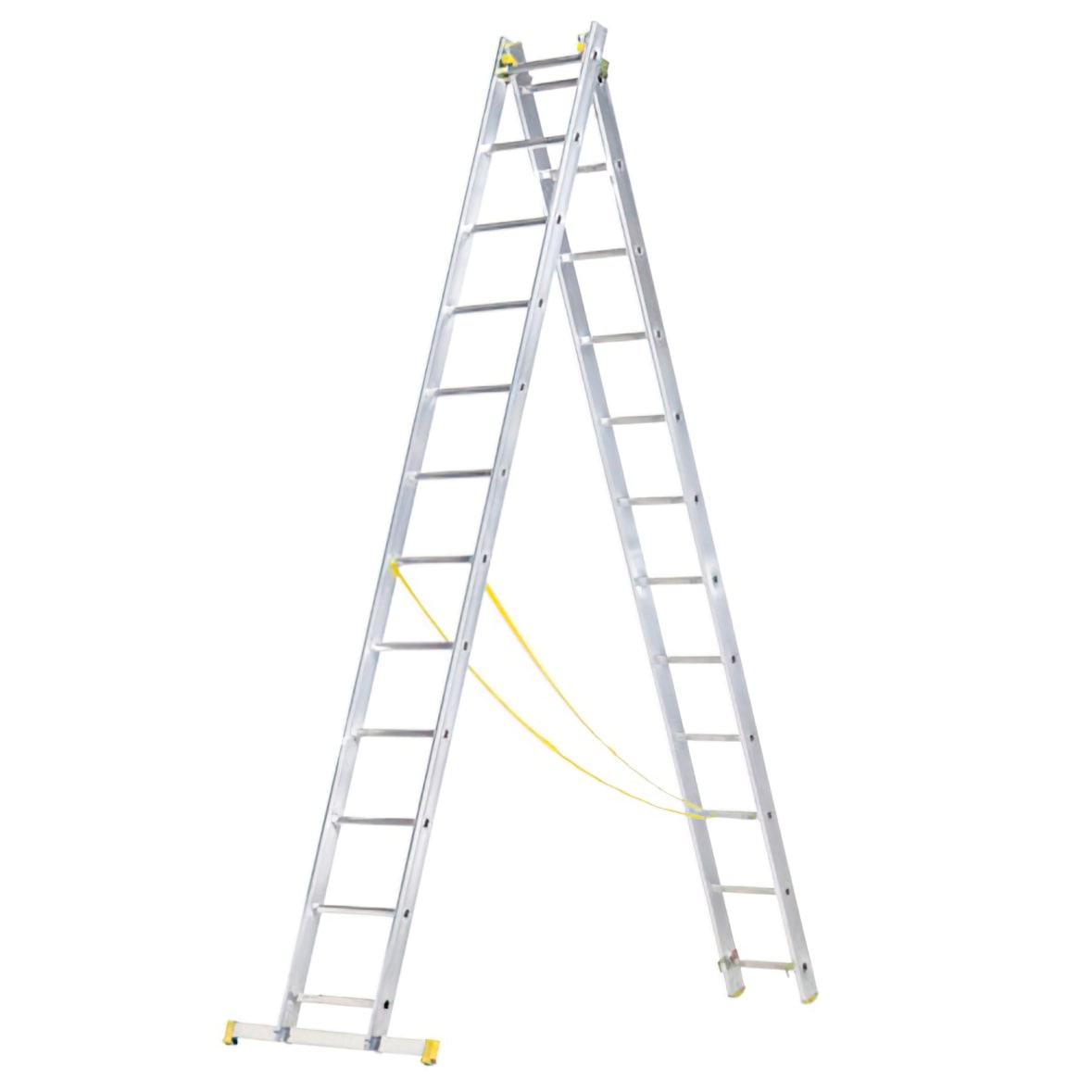 Escalera Aluminio 2 Tramos 7+7 Peldaños. Plegable, Antideslizante, Resistente