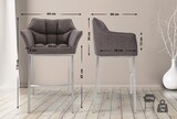 thumbnail of Barhocker GIBEL - Stoff Grau 64x48x110 cm Silber | Barstuhl Mit Lehne Tresenhocker Tresenstuhl Kneipenhocker Kneipenstuhl