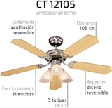 thumbnail of Orbegozo ventilador de techo con luz CT 12105, 3 velocidades, 5 aspas, diámetro 105 cm, 50 W